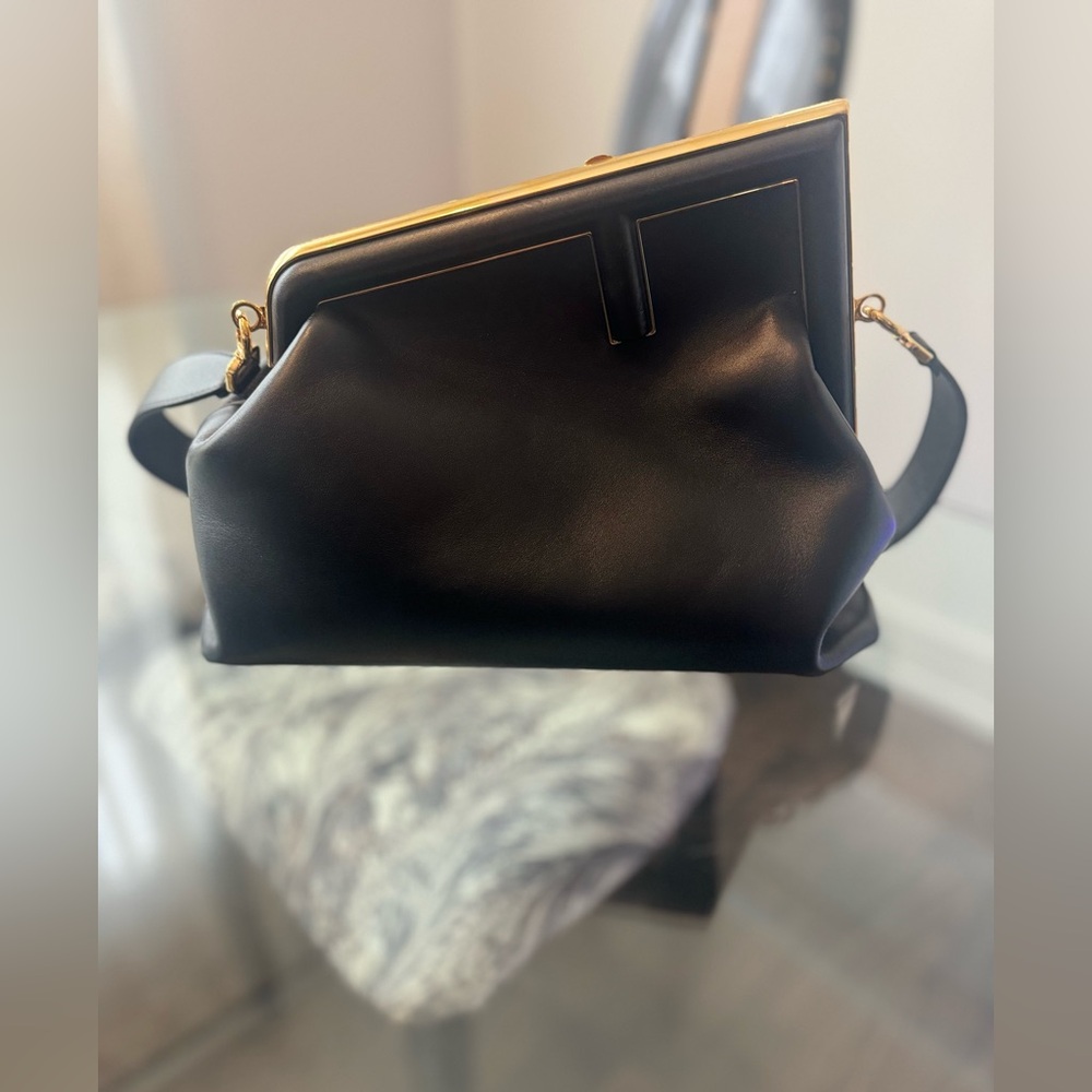 Fendi First Bag Leather Medium Black